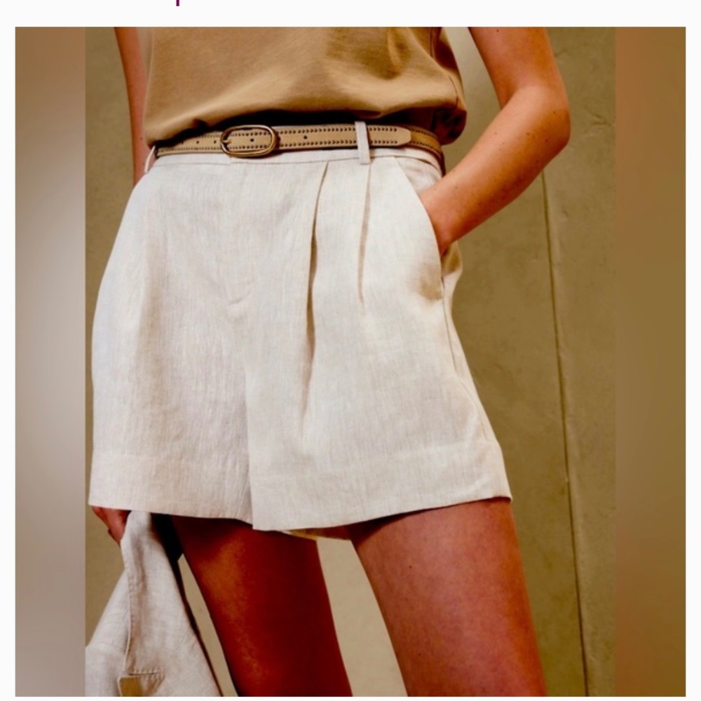 Banana Republic Palma 4” Linen Pleated Short
